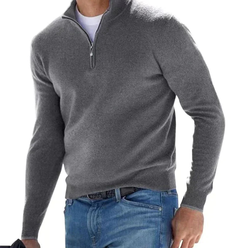 Pullover Grau mit Zipper für Herren