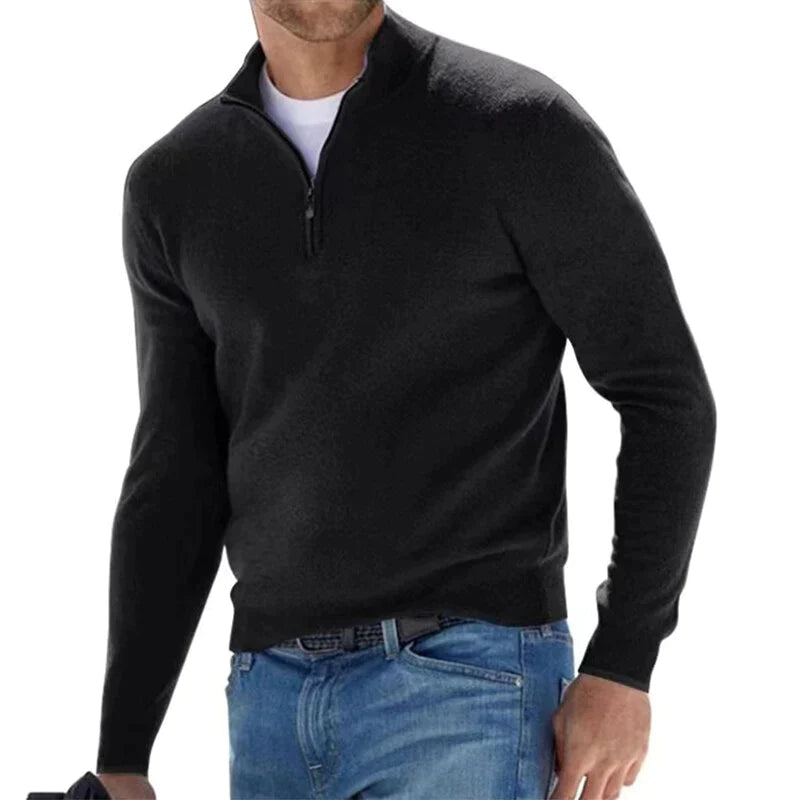 Pullover Schwarz mit Zipper für Herren