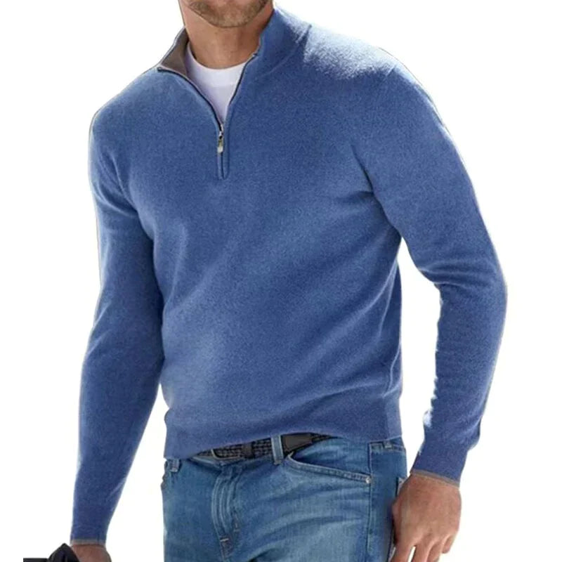 Pullover Blau mit Zipper für Herren